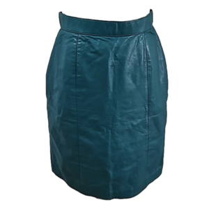 D'LINEA COLLECTION Vintage Leather Skirt Size 7/8 Green